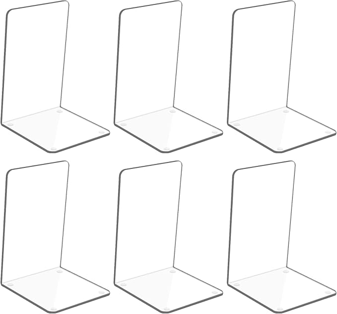Adwikoso Clear Acrylic Book Ends, Non-Slip Book Holder Stand, Decorative Book by Hiziwimi
