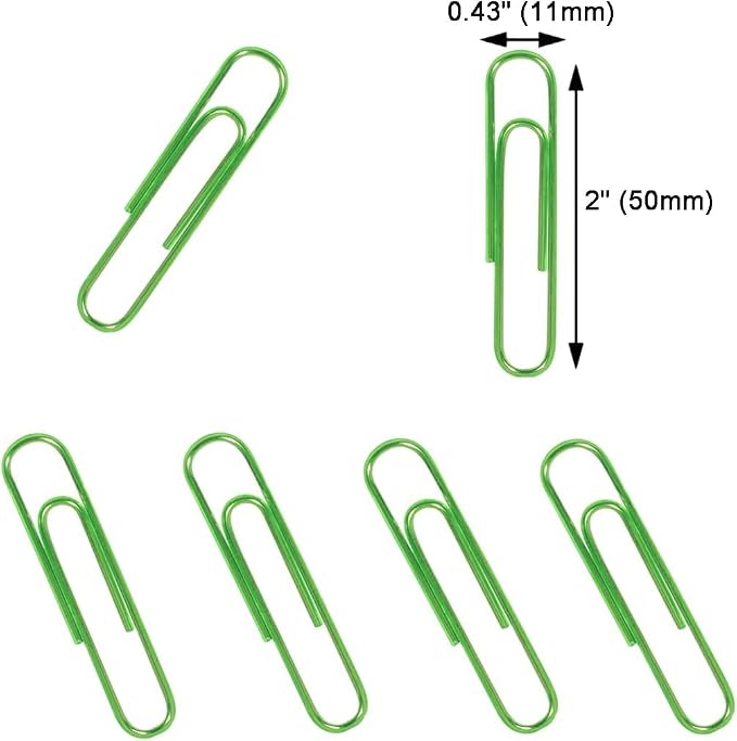 Vinaco Green Jumbo Paper Clips, 100 Pack, 2 Inch, Durable & Rust Resistant - Image 2