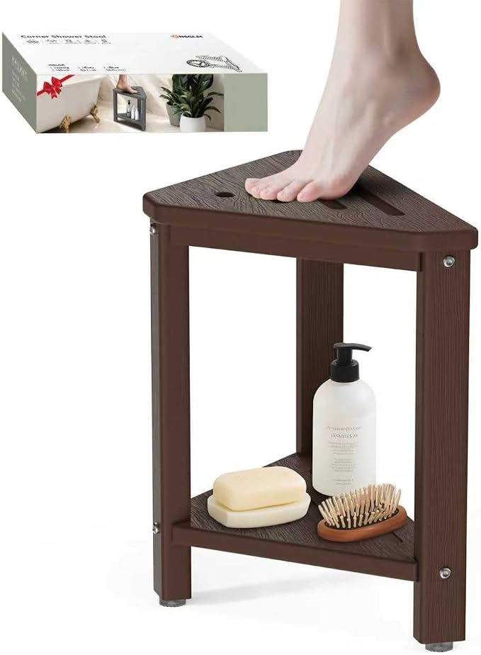 Shower Foot Rest 15in, HDPE Waterproof Shower Stool by ONSGLM