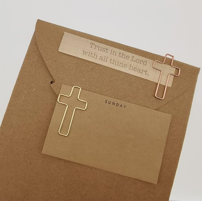 50 PCS Cross Paper Clips for Bible Study, Rose Gold Desk Accessories Christian - Image 5