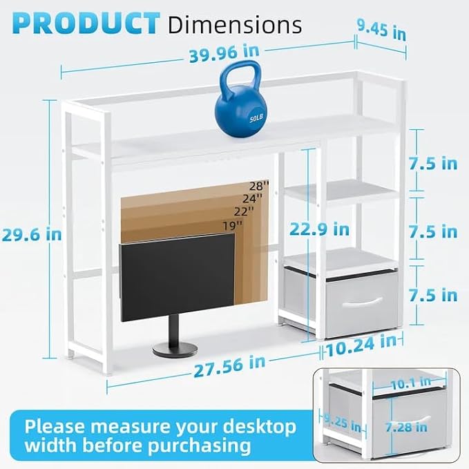 Marbrasse Desk Shelf with Drawer, Desk Shelf - Image 3
