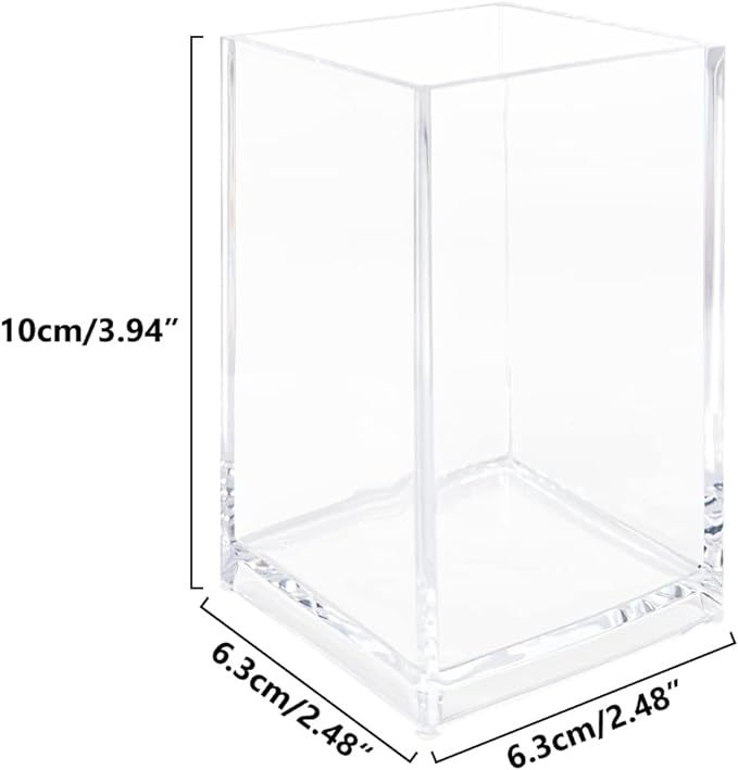 Newkita 2 Pack Clear Acrylic Pencil Pen Holder Cup, Acrylic Cosmetic Brushes - Image 2