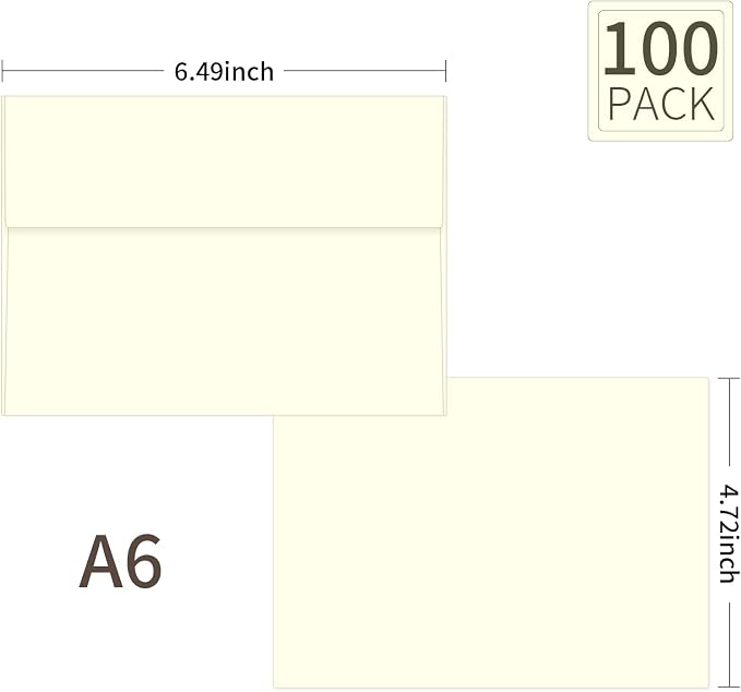 100 Packs Cream 4x6 Envelopes for Invitation Card, A6 Small Envelopes Self Seal - Image 2