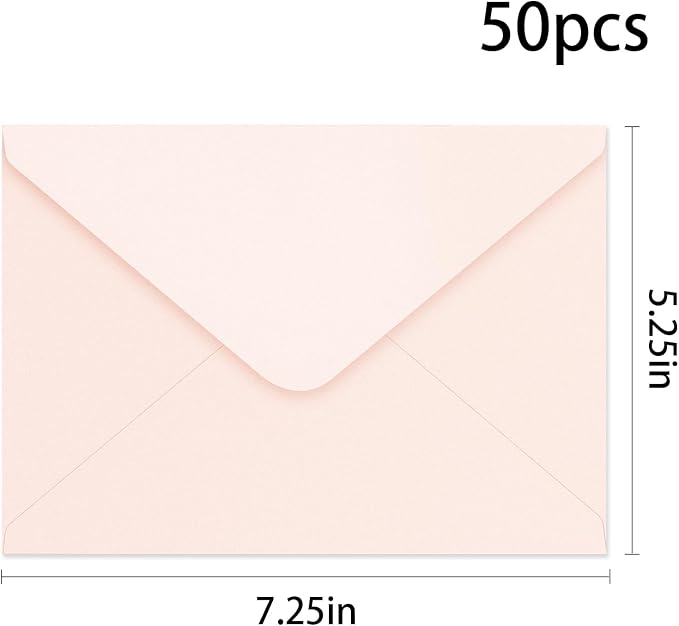 YINUOYOUJIA 50 PCS Pearl Brush Pink Envelopes A7, 5 x 7 Brush Pink Shimmer - Image 2