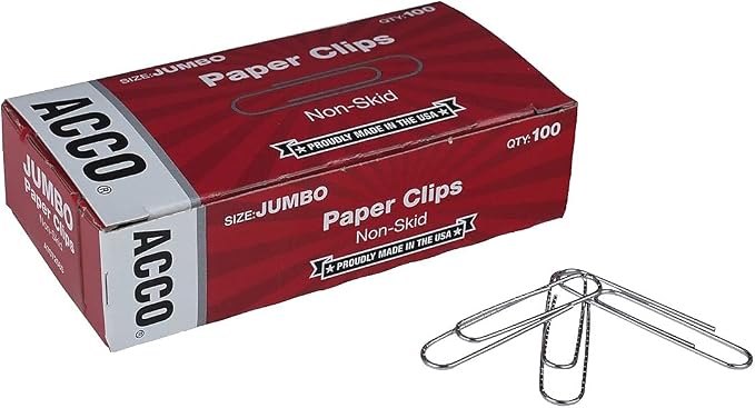 ACCO Non-Skid Paper Clips, No.4 Jumbo Size, Box of 100 Clips, 1 Box - Image 2