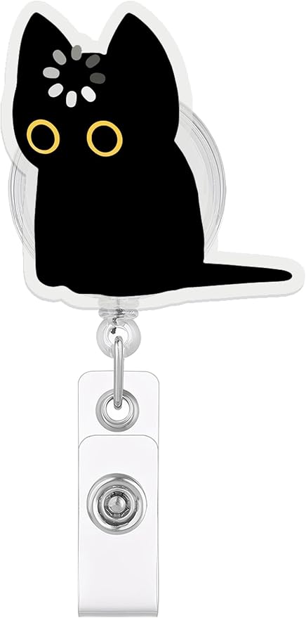 Funny Loading Cat Badge Reel, Cute Animal Badge Holder by JAROLYDIAN