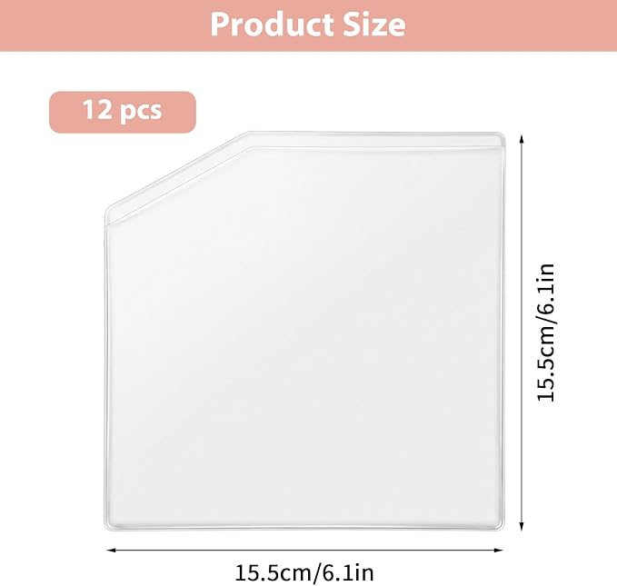 12Pcs 6.1" Clear Self Adhesive Planner Pockets, Notebook Storage Inserts | - Image 2