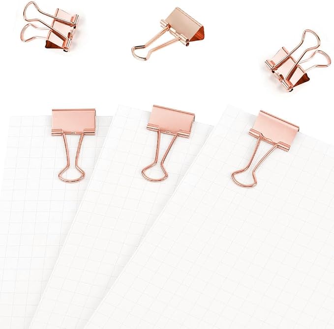 50 Pack Small Rose Gold Binder Clips 3/4 Inch, Colored Little Paper Clamps - Image 4