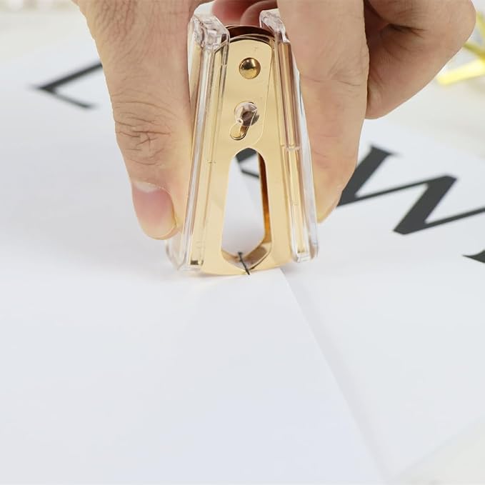 1 Pack Gold Staple Remover Clear Acrylic Golden Glitter Metal Jaws Staples - Image 4