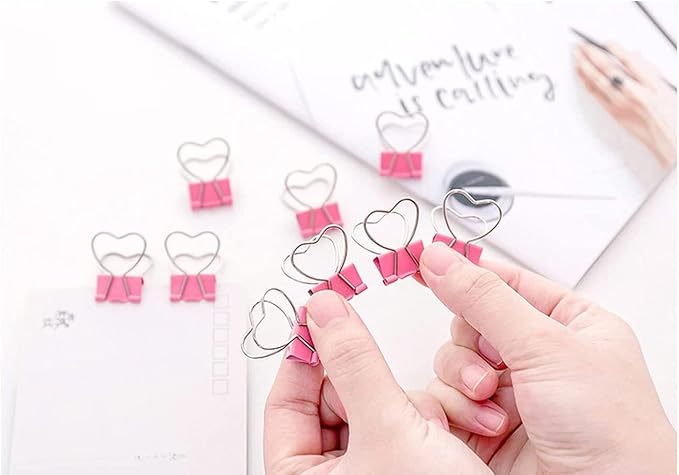 Pink Heart Hollow Out Metal Binder Clips - Image 4