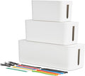 Oxford Cable Management Boxes, 3 Pack, 15 Cable Ties, Power Strip Organizer by Oxford