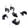 HS Cable Clips 10mm with Steel Nail 200 Pieces Black, Ethernet Management U by HS