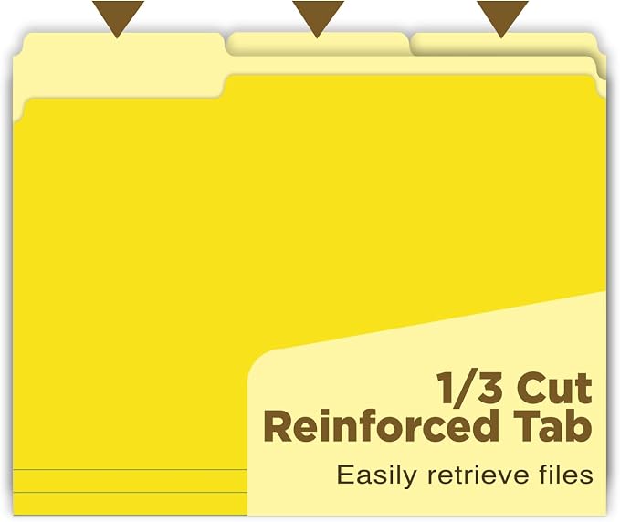 Yellow Manilla Folders File Folders 100-Pack Letter Size 8.5" x 11" Yellow - Image 3