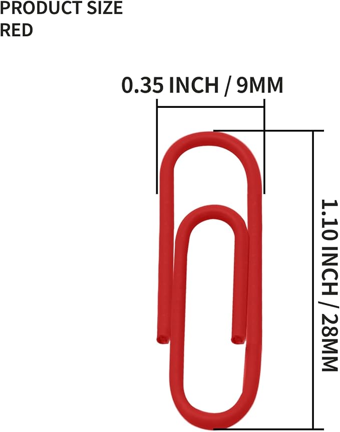 200 Pack Red Paper Clips Small Paper Clips, 1.1 Inch / 28mm Metal Paper Clips - Image 3