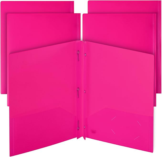 Mr. Pen- Plastic Folders with Pockets and Prongs, 5 Pack, Letter Size | Pocket by MrPen