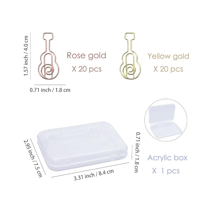 OWLFAVO 40pcs Guitar Shape Paper Clips - Image 2