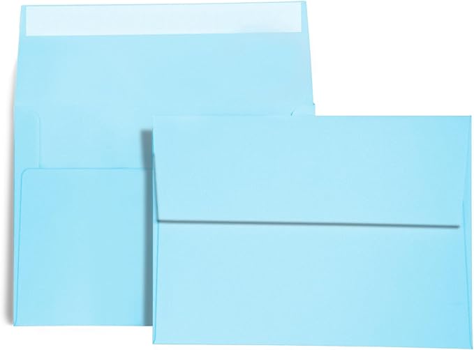 100 Pack A2 Baby Blue Envelopes Self Sealing Adhesive Perfect by AZAZA
