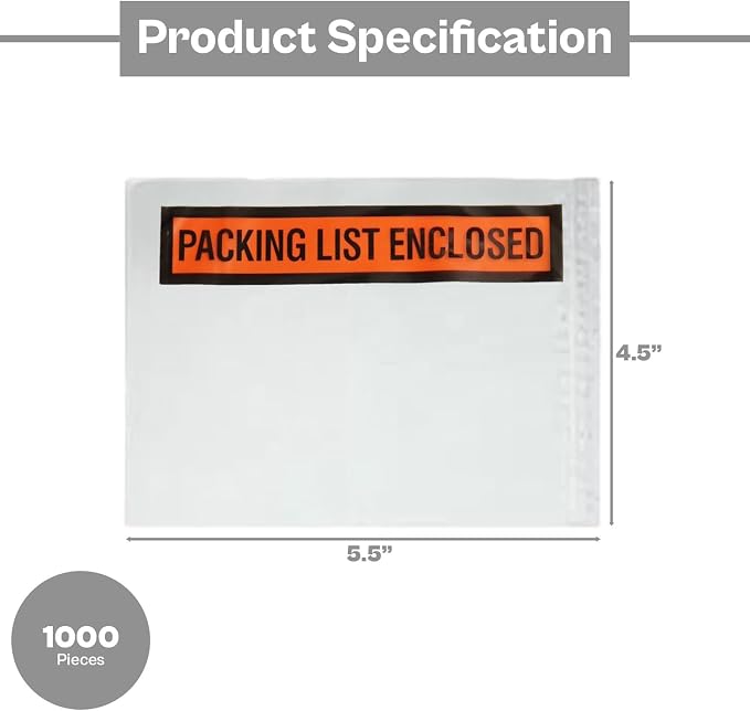 PSBM 1000 PCS 4.5 x 5.5 Inch Orange Panel Face Packing List Enclosed Envelopes - Image 6