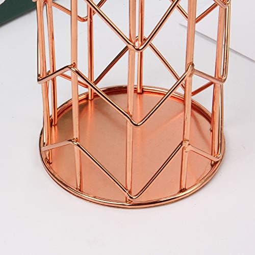 Pen Holder for Desk, Make Up Brush Holder Rose Gold Metal Wire Pencil Cup - Image 4