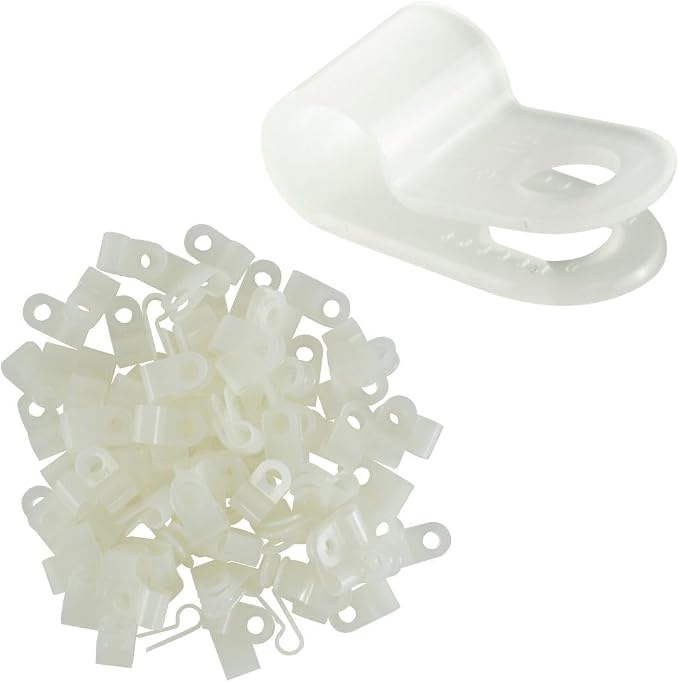 GTSE White Nylon Plastic Cable Clamps, 3/16" Screw Mounts - Image 2