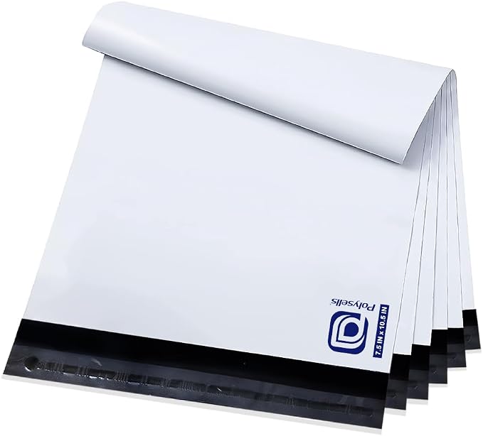POLYSELLS 100 pcs 7.5"x10.5" White Poly Mailers Shipping Envelopes, Strong by POLYSELLS