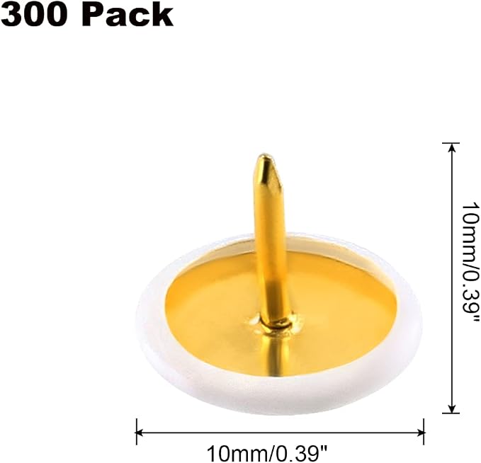 Piutouyar 300Pcs White Decorative Flat Push Pin, Plastic Roundness Head - Image 3