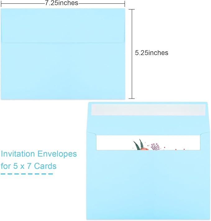 50 Packs Blue 5x7 Envelopes, A7 Invitation Envelopes Self Seal - Image 2