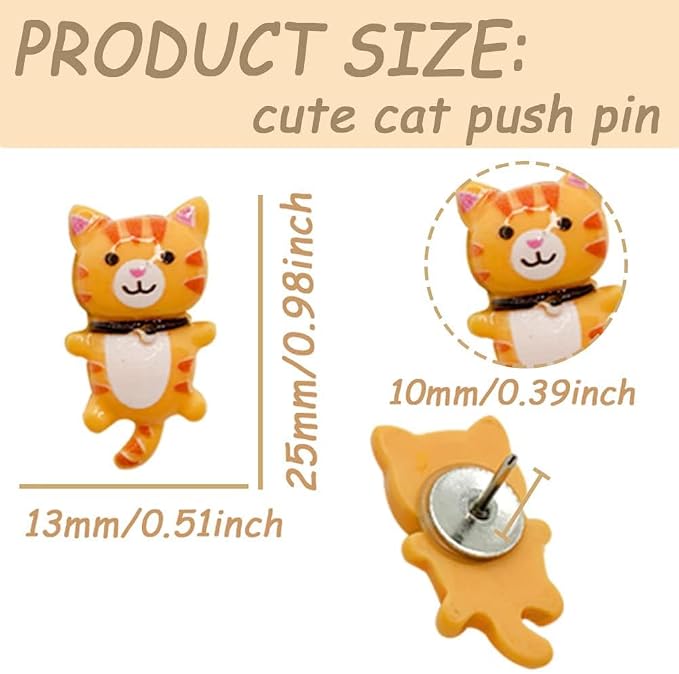 30 pcs Cute Cat Push Pin Decorative Thumb Tacks Animal Push Pins - Image 2