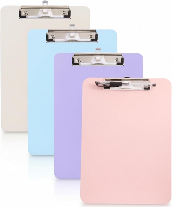 4 PCS Pastel Colored Clipboards, Plastic Clipboard by TFDLCGzm