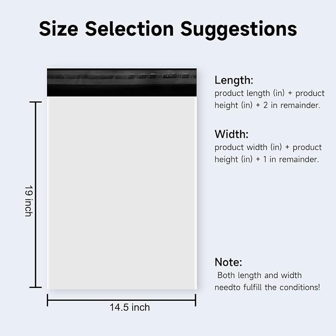White Poly Mailers 14.5x19 Inch, 200 Pack | Self-seal shipping bags - Image 2