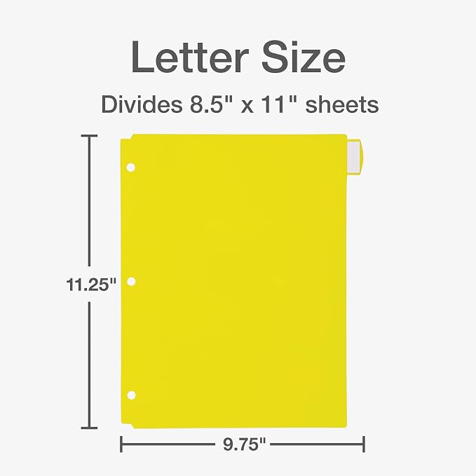 Oxford Plastic Binder Dividers for 3 Ring Binder, Durable Plastic Binder Divider - Image 2