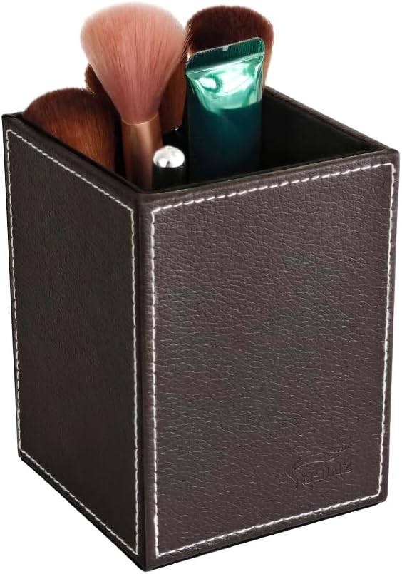 Pen Pencil Holder Cup Container PU Leather Desk Organizer Stand Decor Brush - Image 8