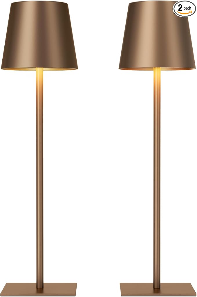 Kakanuo Brown Cordless Rechargeable Table Lamp, 2 Pack Portable Desk Lamp by KakanuoLightings