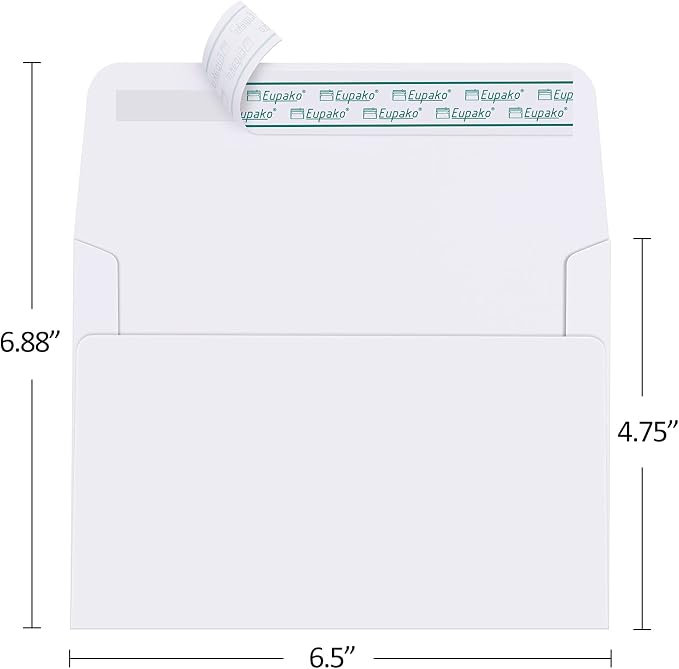 Eupako A6 White Envelopes 4x6, 100 Pack Self Seal Envelopes - Image 2