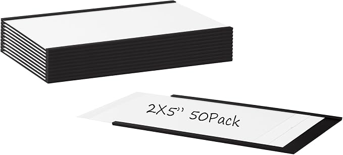 Realth C Channel Magnetic Label Holders 50 Pack 2'' x 5'' | Paper Inserts and by Realth