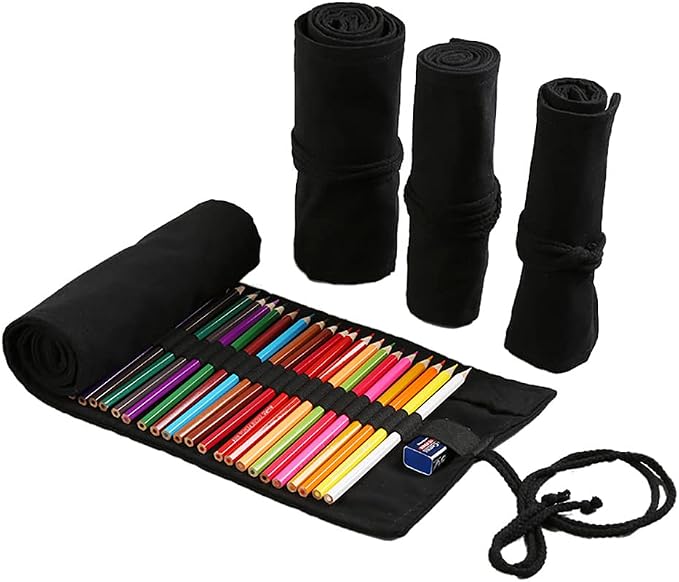 DIYOMR 24/36/72 Slots Pencil Wrap Pencil Rolls, Artist Colored Pencils Roll Up by DIYOMR