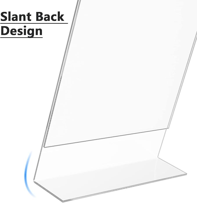 MaxGear Acrylic Sign Holder, 8.5 x 11 Slant Back Display Stand, 10 Pack | Clear - Image 4