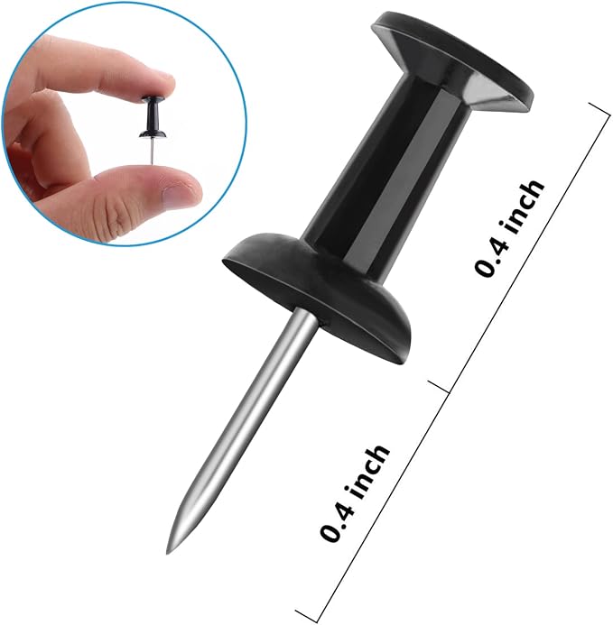 Black Push Pins 600 Count, Standard Dark Thumb Tacks - Image 3
