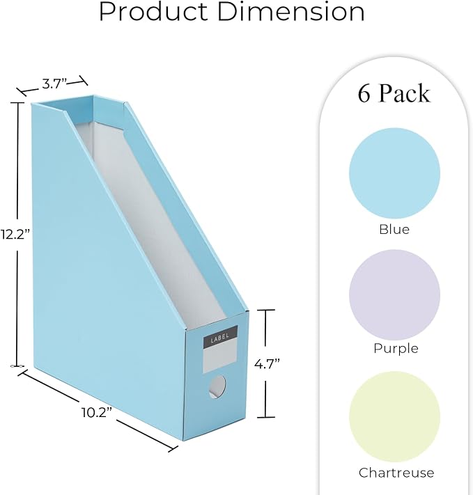 Y YOMA Cardboard File Magazine Holder, Pastel Color, 6 Pack Desktop Binder - Image 4