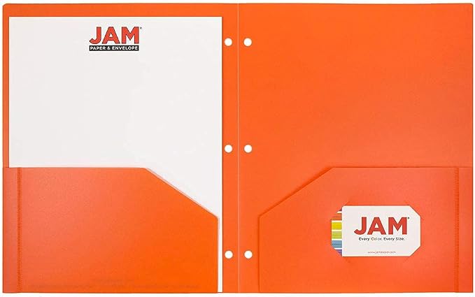 JAM PAPER Heavy Duty Plastic 3 Hole Punch Pocket Folders - Image 4