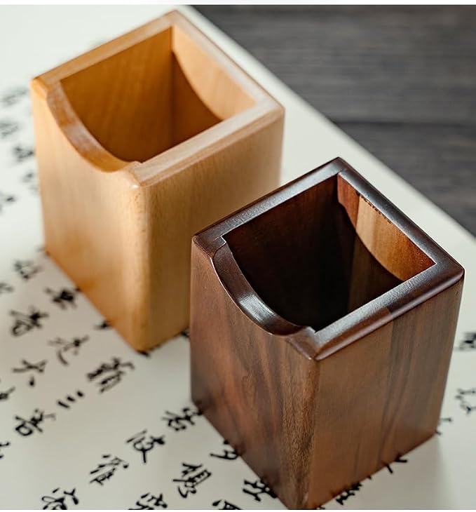 Wooden Pen Holder for Desk, 2 Pack Natural Wood Pencil Cup Holder – Office Desk - Image 2