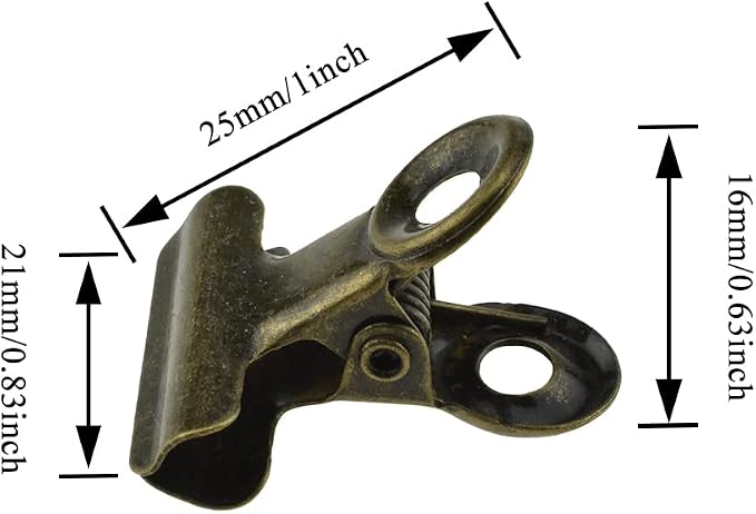 HAHIYO 0.87inch Brown Bulldog Clips Metal File Hinge Binder Clips Clamps Save - Image 2
