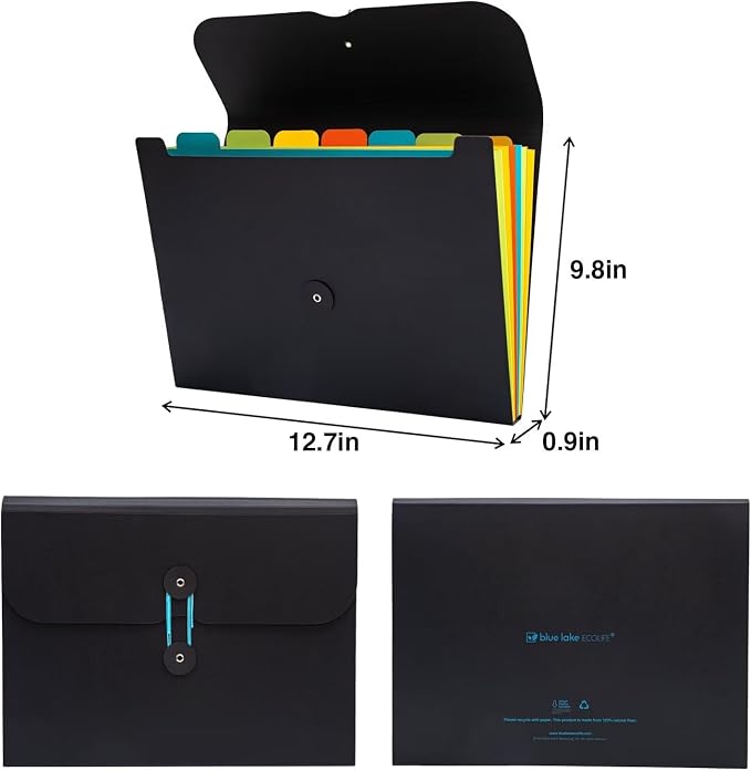 Expanding File Folder Accordion Plastic Free 7 Pocket Rainbow Divider - Image 4