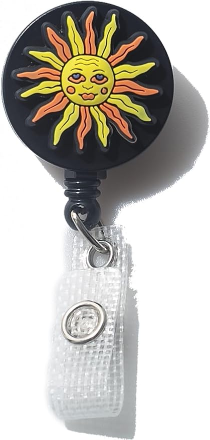Retractable Sun Badge Reel Clip – Decorative Polycarbonate ID Holder by DQL