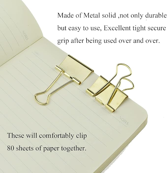 HAHIYO Binder Clips Paper Clamps Spring Steel Sturdy Medium 1.26 inches Width - Image 6