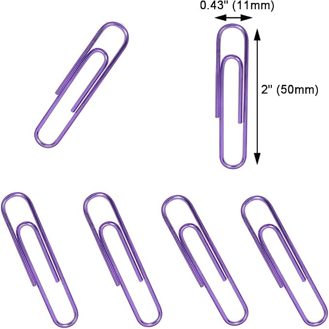Vinaco Purple Jumbo Paper Clips, 100 Pack, 2 Inch, Durable & Rust Resistant - Image 2
