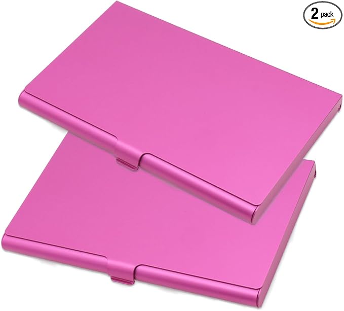 2-Pack Rose Red Aluminum Business Card Holder Slim Flip Pocket Case | aluminum by Joyangy