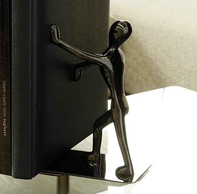 Fasmov Heavy Duty Stainless Steel Man Bookends Nonskid Bookends Art Bookend - Image 5
