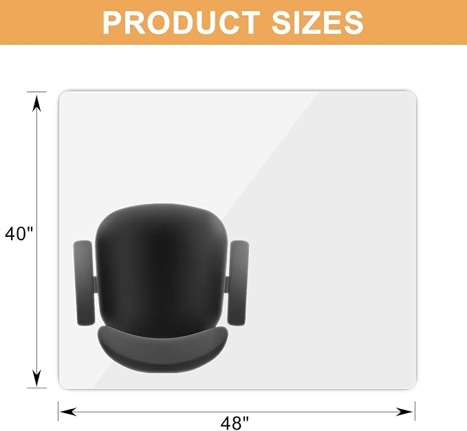 Azadx Tempered Glass Chair Mat for Carpet 40" x 48" Heavy Duty Office Chair Mat - Image 2