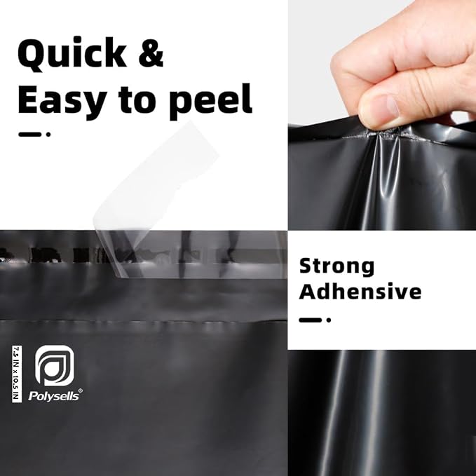 POLYSELLS 100 pcs 7.5x10.5 Inches Black Poly Mailers Shipping Envelopes - Image 3